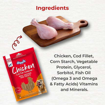 Drools Cod Fish Sandwich Dog Treats 70g