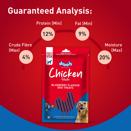 Drools Chicken Blueberry Flavor Dog Treats Sticks 100g