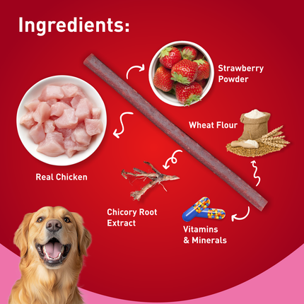 Drools Chicken Strawberry Flavor Dog Treats Sticks 100g