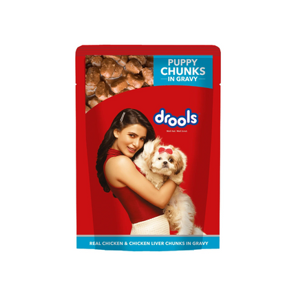 Drools Real Chicken & Chicken Liver Chunks in Gravy Puppy Wet Food