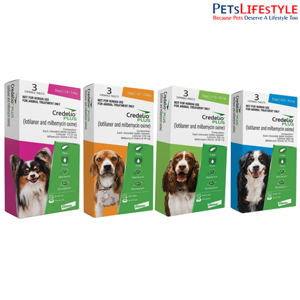 Elanco Credelio PLUS Chewable Tablets for Dogs Monthly Tick Flea Heartworm and Intestinal Worm Protection with Lotilaner and Milbemycin Oxime