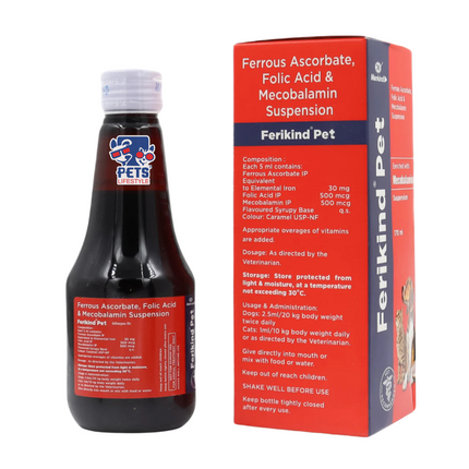 Ferikind Pet Suspension (Ferrous Ascorbate, Folic Acid & Mecobalamin) 170 ml