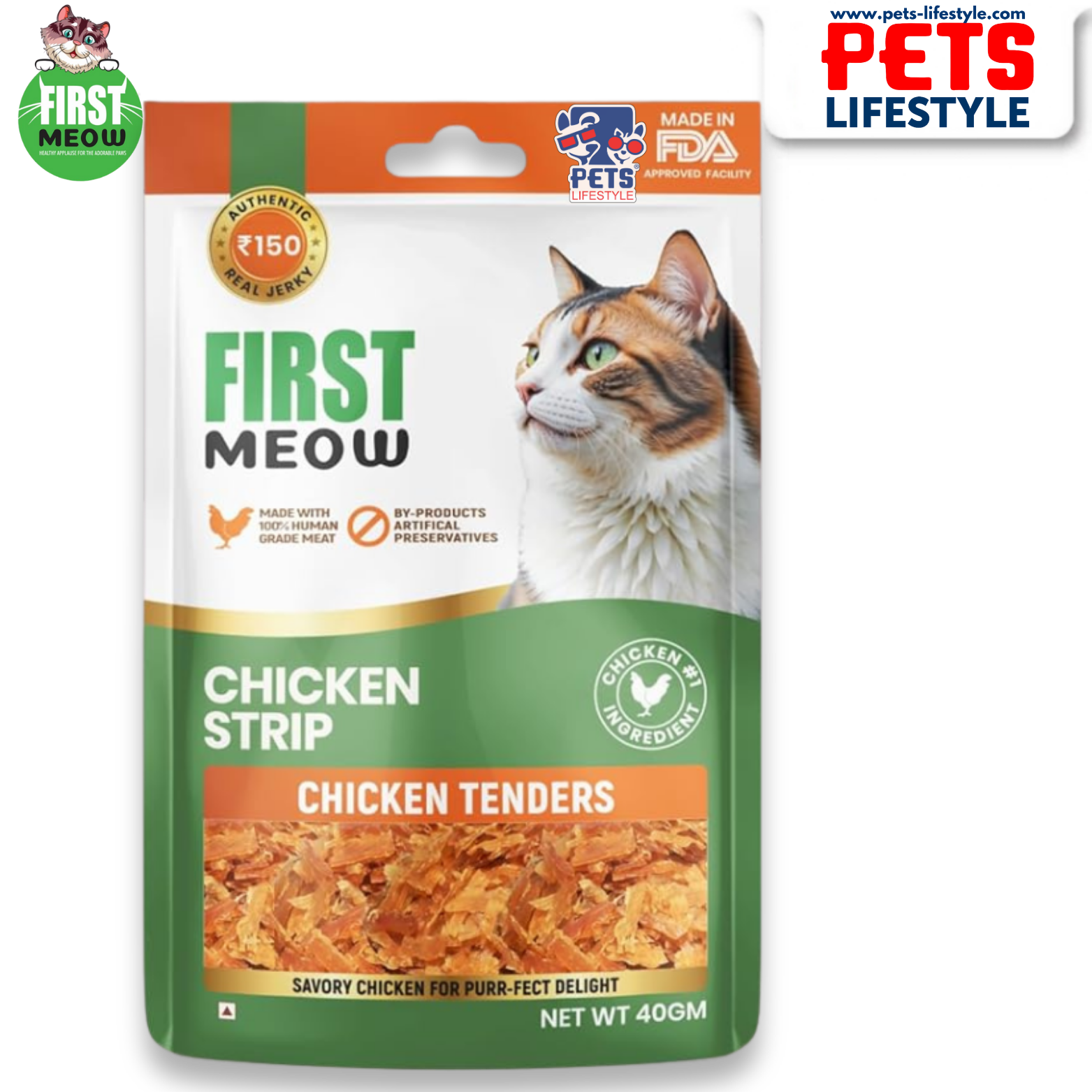 First Meow Chicken Strip – Cat Treats (40g - Main Image