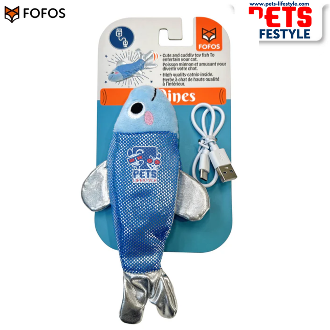 FOFOS Sardine Dancing Fish Electronic Cat Toy USB Rechargeable  Catnip Motion Toy