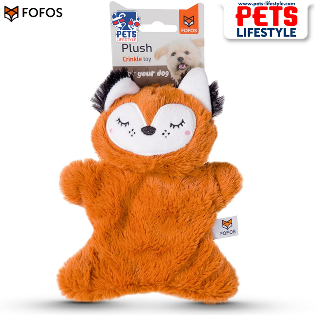 FOFOS Glove Plush Fox Dog Toy – Soft Plush with Crinkle Paper & Squeaker