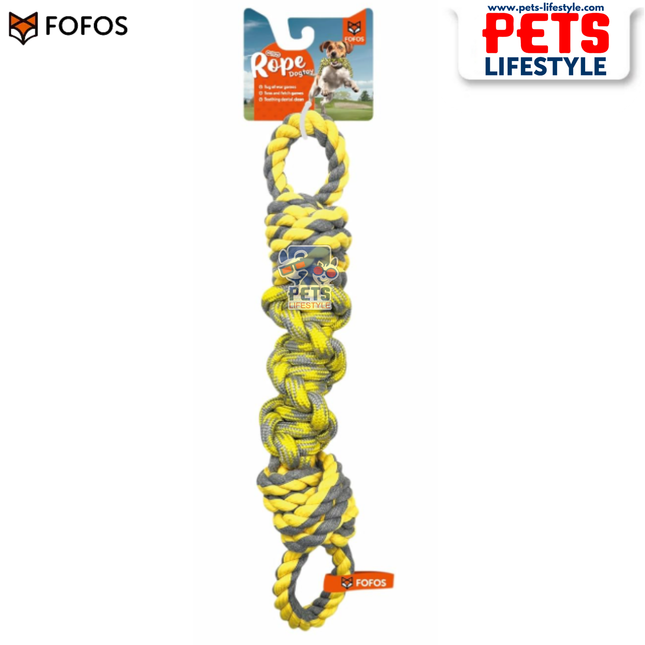FOFOS Flossy Rope Dog Toy Y/G Toy – Rope Tug Moderate Chewer
