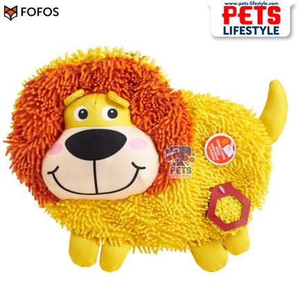 Fofos Stuffing Free Crinkle Tough Toy (Lion)  Squeaker Moderate Chewer Dog Toy