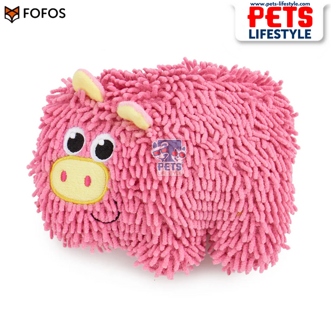 FOFOS Tough Dog Toy – Pig Plush Chew Toy with Squeaker