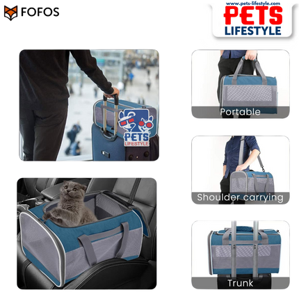 FOFOS Standard Carrier for Dogs & Cats – Grey/Blue