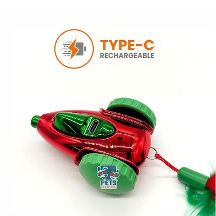 Barkbutler x Fofos Holiday Interactive Car Toy for Cats (Red)