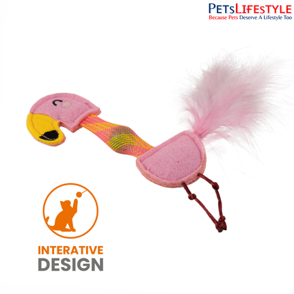 FOFOS Flick Tube Flamingo cat toy packaging front with product details