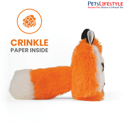 FOFOS Floppy Crinkle Fox cat toy with soft plush fabric