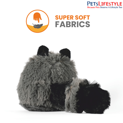 FOFOS Floppy Crinkle Raccoon catnip cat toy close-up