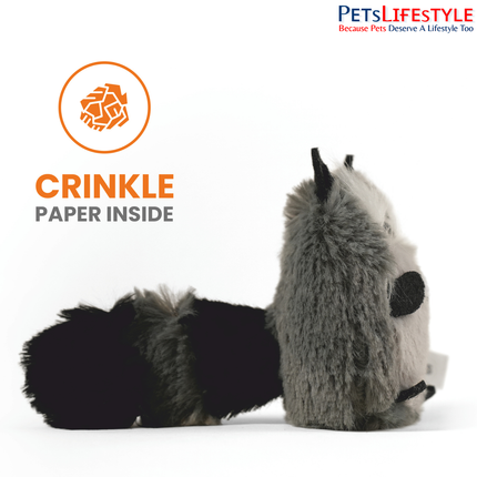 FOFOS Floppy Crinkle Raccoon soft plush fabric detail