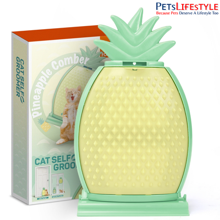 FOFOS Pineapple Kitty Comber cat scratcher and self-groomer yellow and green