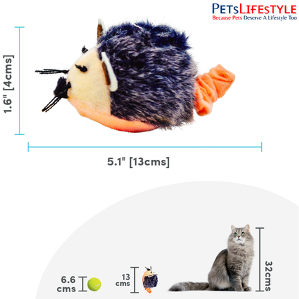 FOFOS Pull String Mouse cat toy size reference approximately 13 cm