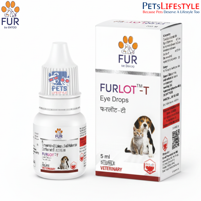 FURLOT-T Eye Drops 5ML– Loteprednol 0.5% w/v + Tobramycin 0.3% w/v Antibiotic–Steroid Ophthalmic Solution for Dogs and Cats