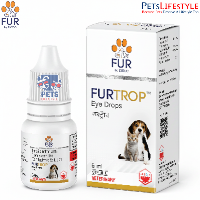 FURTROP™ Eye Drops 5ML–Tropicamide 0.8% w/v + Phenylephrine HCl 5% w/v Mydriatic Ophthalmic Solution for Dogs and Cats