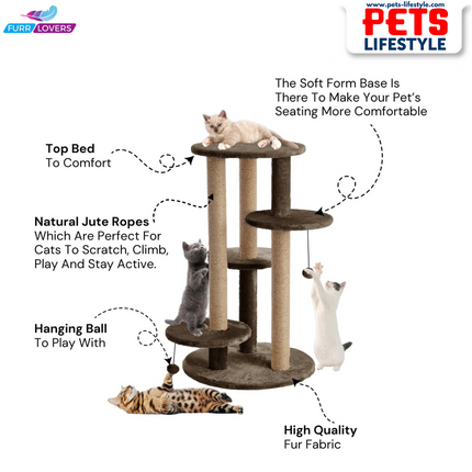 FURRLOVERS Multi-Level Cat Tree with Scratching Posts and Platforms