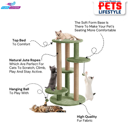 FURRLOVERS Multi-Level Cat Tree with Scratching Posts and Platforms