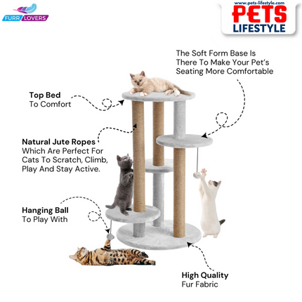 FURRLOVERS Multi-Level Cat Tree with Scratching Posts and Platforms