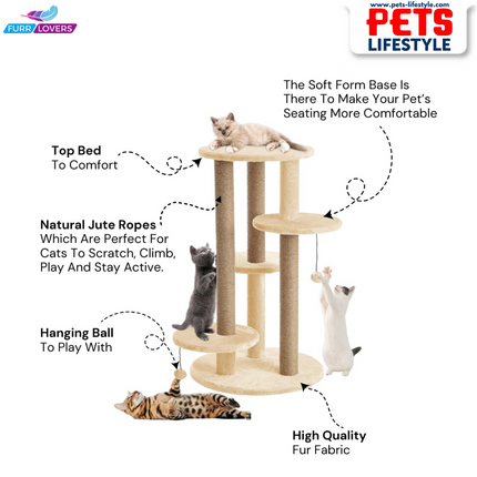 FURRLOVERS Multi-Level Cat Tree with Scratching Posts and Platforms