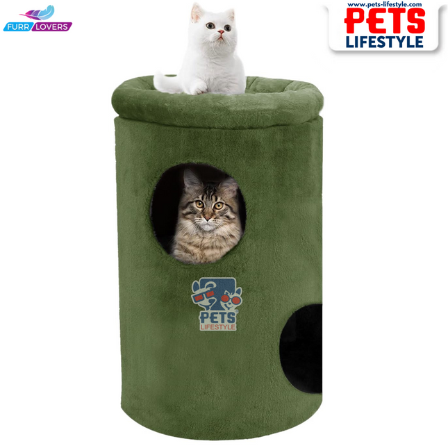 Canine Desk Cat House with Plush Cushion, 2 Levels