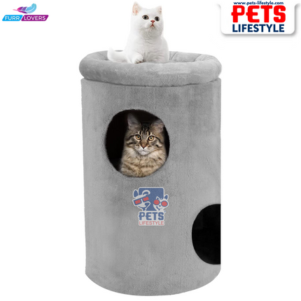 FURRLOVERS Cat House with Plush Cushion, 2 Levels