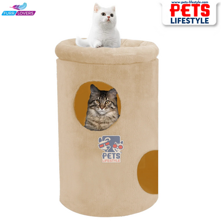 FURRLOVERS Cat House with Plush Cushion, 2 Levels