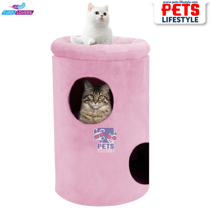 FURRLOVERS Cat House with Plush Cushion, 2 Levels