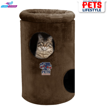 FURRLOVERS Cat House with Plush Cushion, 2 Levels