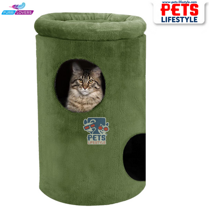 FURRLOVERS Cat House with Plush Cushion, 2 Levels