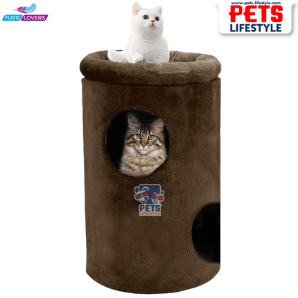 FURRLOVERS Cat House with Plush Cushion, 2 Levels