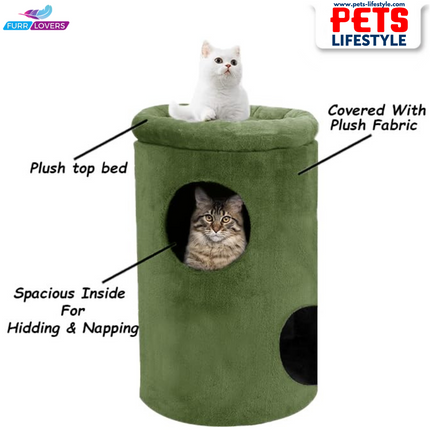 FURRLOVERS Cat House with Plush Cushion, 2 Levels