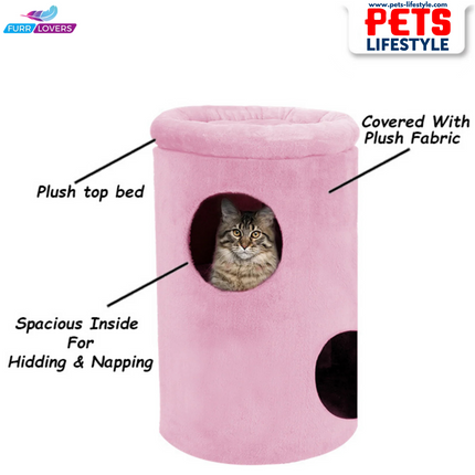 FURRLOVERS Cat House with Plush Cushion, 2 Levels