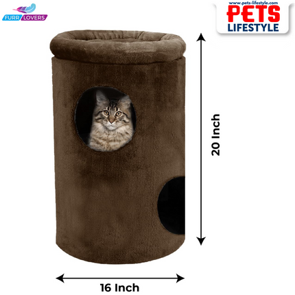 FURRLOVERS Cat House with Plush Cushion, 2 Levels