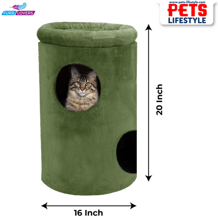FURRLOVERS Cat House with Plush Cushion, 2 Levels