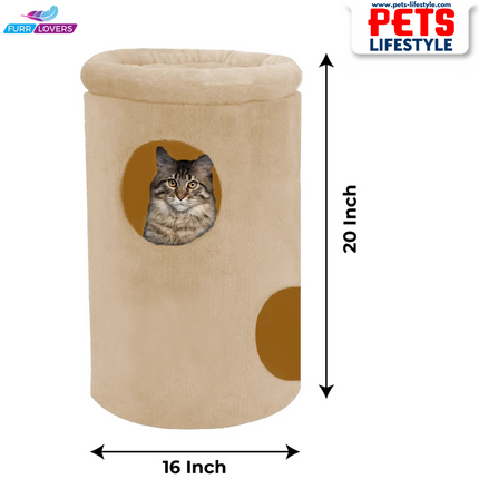 FURRLOVERS Cat House with Plush Cushion, 2 Levels