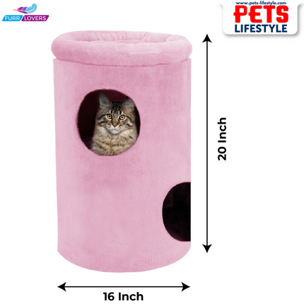 FURRLOVERS Cat House with Plush Cushion, 2 Levels