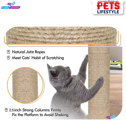 Furrlovers Activity Kitten Cat Tree  Hanging Ball | Top Seat | Jute Rope Scratching Post