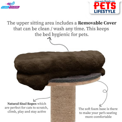 FurRLOVERS  Bolster Top Cat Tree Scratching Post Tower for Kittens and Cats
