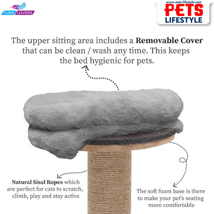 FurRLOVERS  Bolster Top Cat Tree Scratching Post Tower for Kittens and Cats