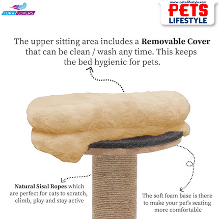FurRLOVERS  Bolster Top Cat Tree Scratching Post Tower for Kittens and Cats
