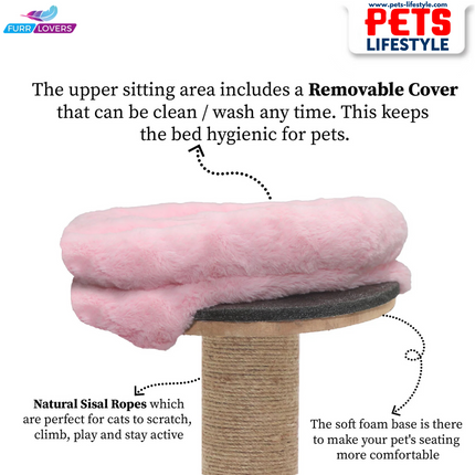FurRLOVERS  Bolster Top Cat Tree Scratching Post Tower for Kittens and Cats