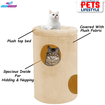 FURRLOVERS Cat House with Plush Cushion, 2 Levels