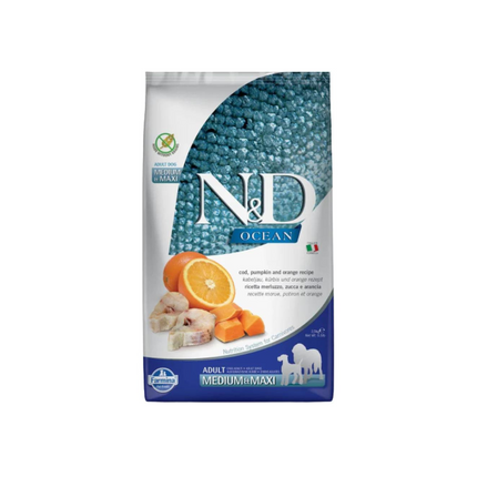 Farmina N&D Ocean Codfish Orange & Pumpkin Grain Free Adult Medium Maxi Dog Dry Food