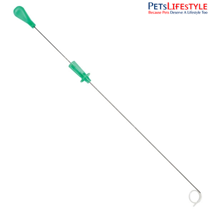 Feline urinary catheter with pigtail design used for indwelling urinary catheterization in cats