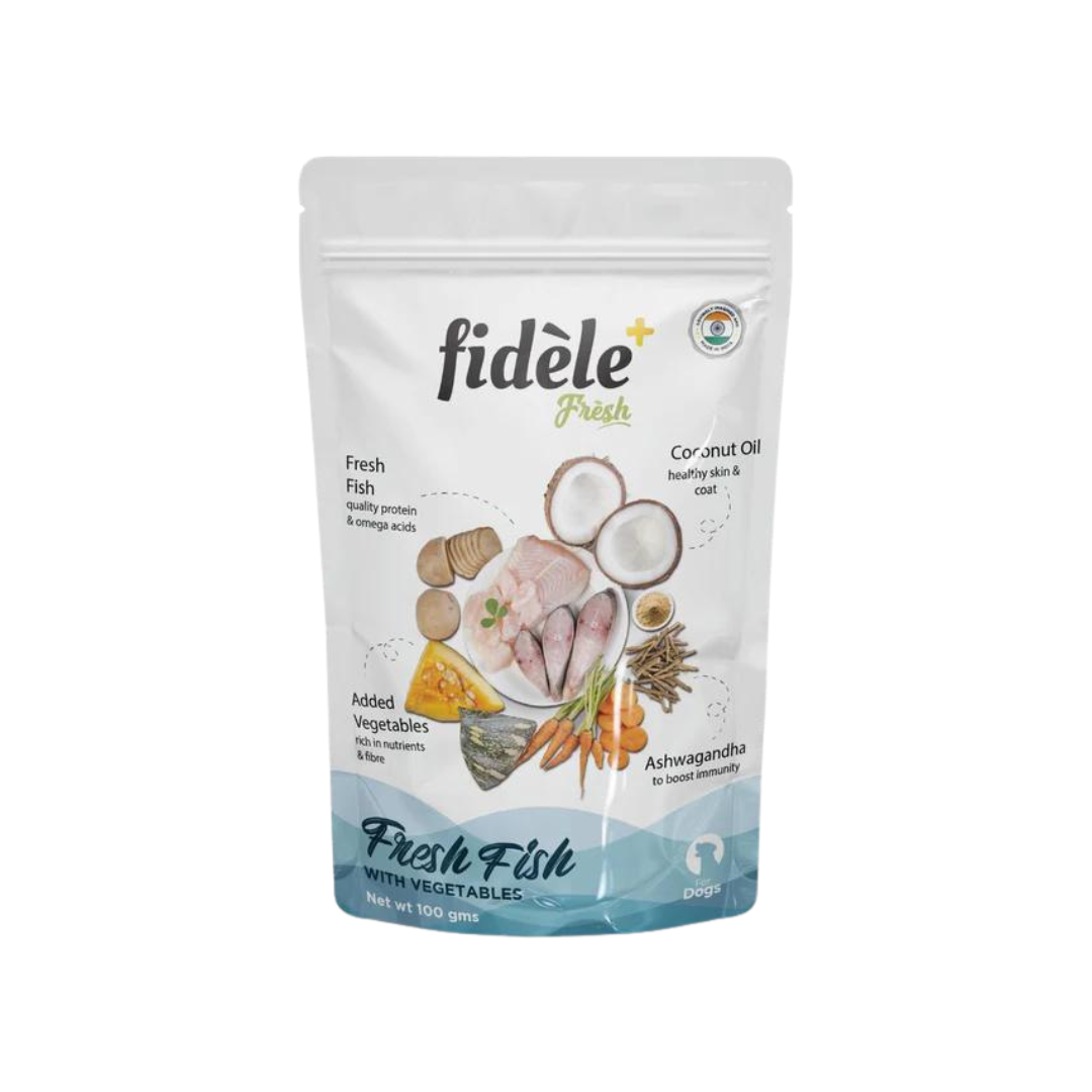 Fidele Fidele Fresh Fish With Vegetables Pouch 100 | Wet Pet Food India