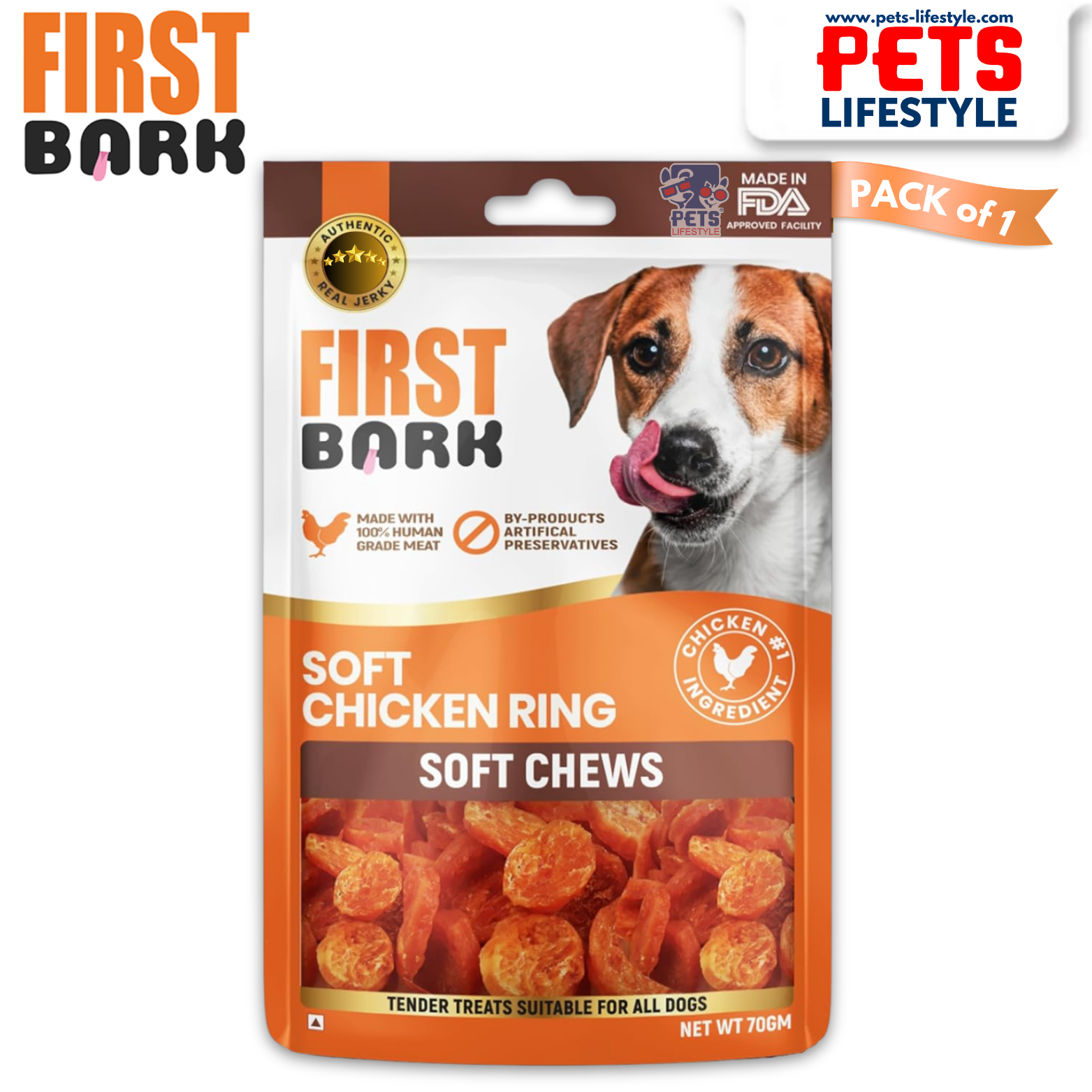First Bark Soft Chicken Ring Soft Chews (70g)