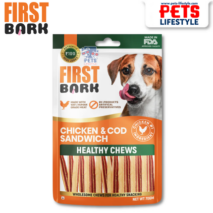 First Bark Chicken & Cod Sandwich Dog Treats Healthy Chews